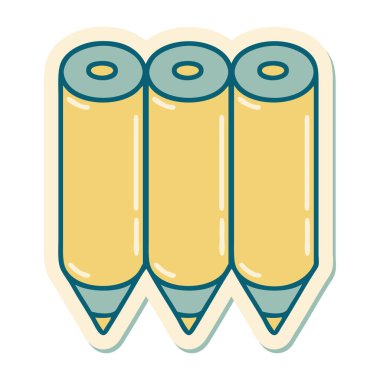 Renkli kalemlerin geleneksel stiliyle dövme çıkartması