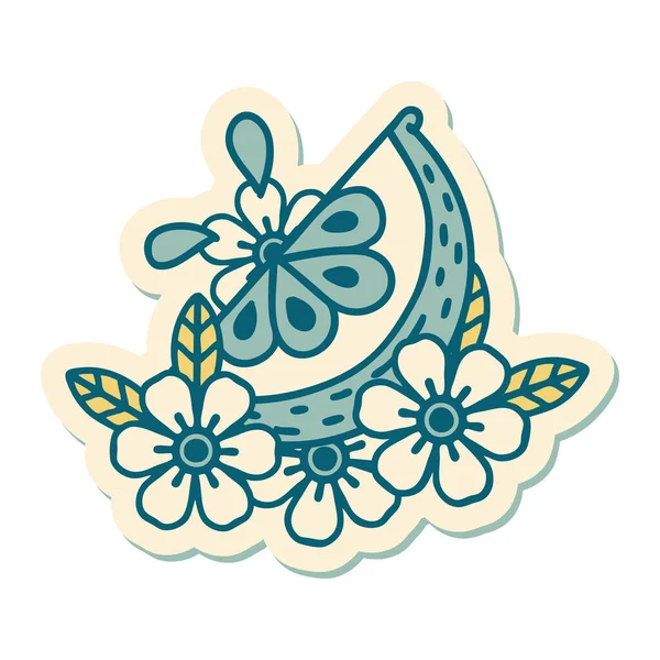 Sticker Tattoo Traditional Style Decorative Lemon — Stock Vector