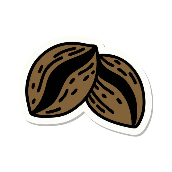 伝統的なスタイルのコーヒー豆の入れ墨のステッカー — ストックベクタ
