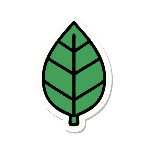 Pegatina Del Tatuaje Estilo Tradicional Hoja — Vector de stock