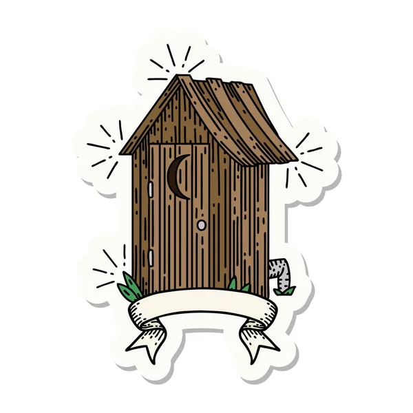 Sticker Tattoo Style Outdoor Toilet — Stock Vector