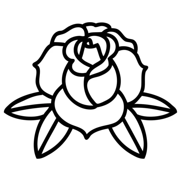 Tatuaż Czarnej Linii Styl Kwiatu — Wektor stockowy