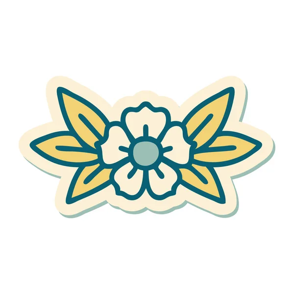 Sticker Tattoo Traditional Style Flower — Stock Vector