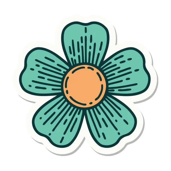 Sticker Van Tatoeage Traditionele Stijl Van Een Bloem — Stockvector