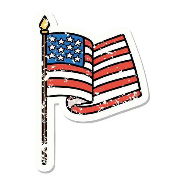 Distressed Sticker Tattoo Traditionellen Stil Der Amerikanischen Flagge — Stockvektor