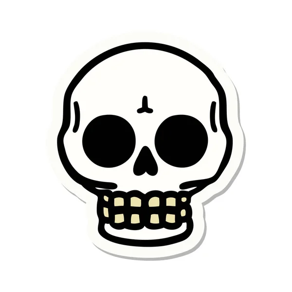 Sticker Tattoo Traditional Style Skull — Stock Vector