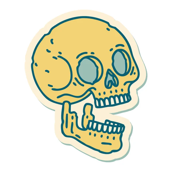 Sticker Tattoo Traditional Style Skull — Stock Vector