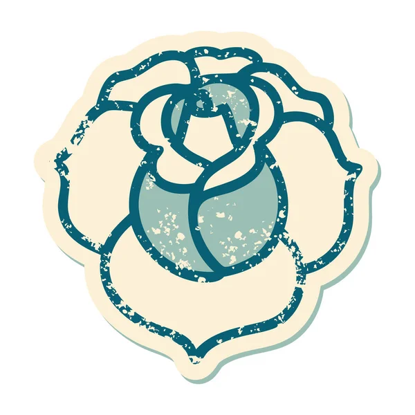 Bir Çiçeğin Sembolik Dövmeli Resmi — Stok Vektör