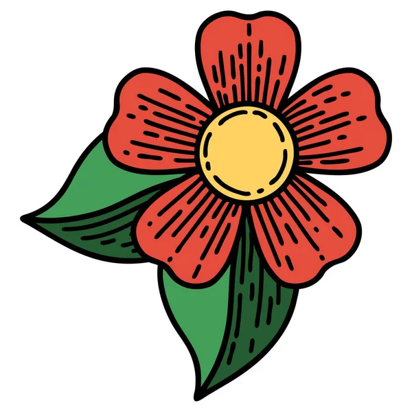 伝統的な花の形をしたタトゥーは — ストックベクタ