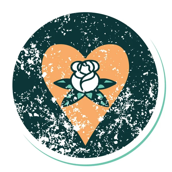 Bir kalp ve çiçeğin sembolik kederli dövme görüntüsü