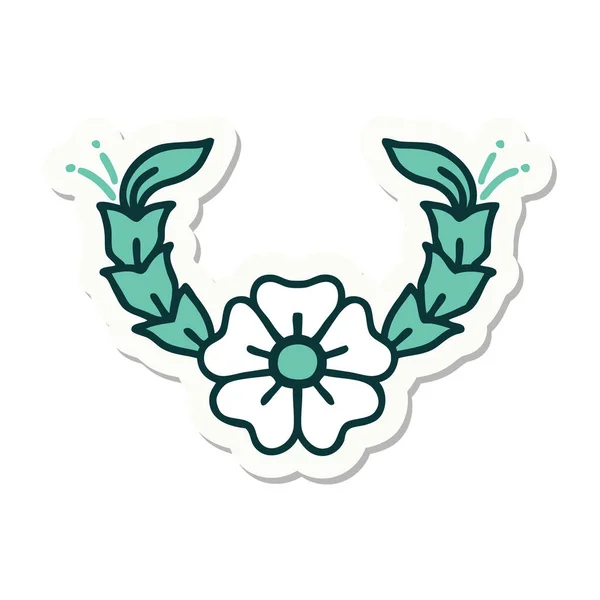 Sticker Van Tatoeage Traditionele Stijl Van Een Decoratieve Bloem — Stockvector