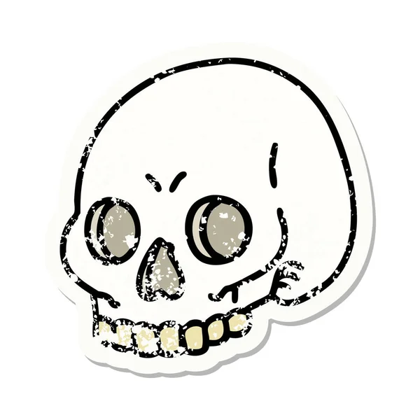 Distressed Sticker Tattoo Traditional Style Skull — Stock Vector