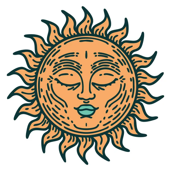 Güneşin Ikonik Dövme Şekli — Stok Vektör