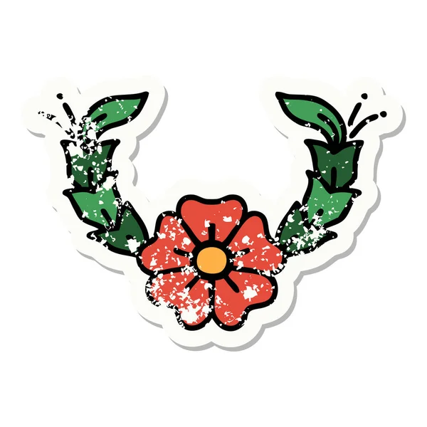 伝統的な装飾の花のスタイルで悩んでいるステッカータトゥー — ストックベクタ