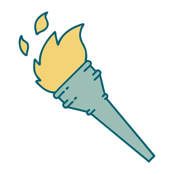 Image Emblématique Style Tatouage Une Torche Allumée — Image vectorielle