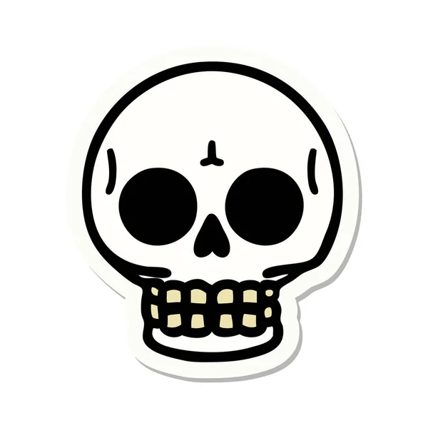 Autocollant Tatouage Dans Style Traditionnel Crâne — Image vectorielle