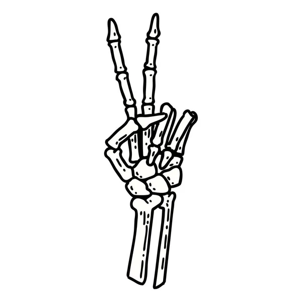 伝統的な骨格のタトゥーは平和を意味します — ストックベクタ