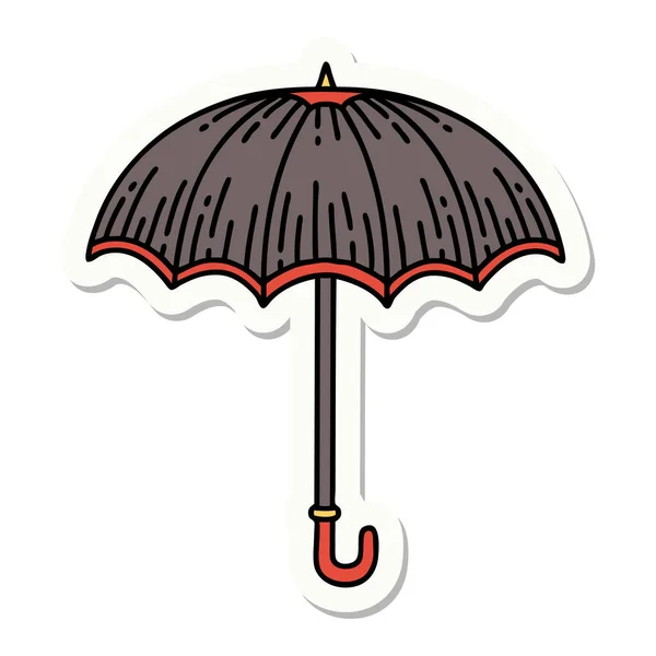 Sticker Tattoo Traditional Style Umbrella — Stock Vector