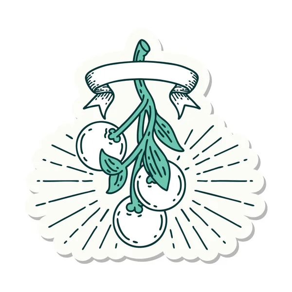 Bir dövme stili ökseotu meyvesi çıkartması.