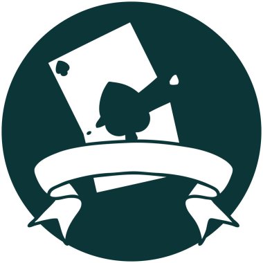 Yırtık kart pankartıyla dövme biçimi simgesi