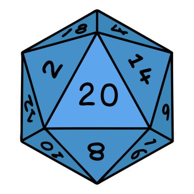 Retro Dövme Biçimi Doğal 20 D20 zar atma