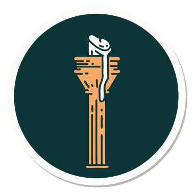 Geleneksel bir şamdan stili dövme çıkartması.