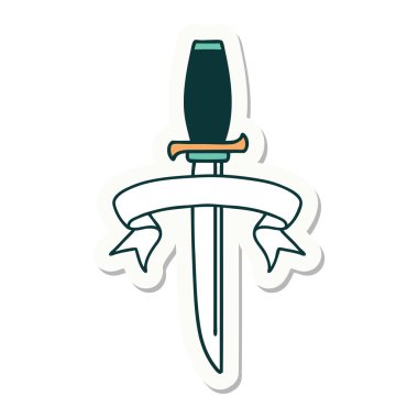 Hançer sancağıyla dövme stili çıkartması