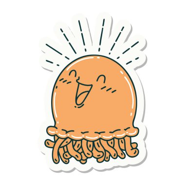 Dövme stili çıkartma. Mutlu denizanası.