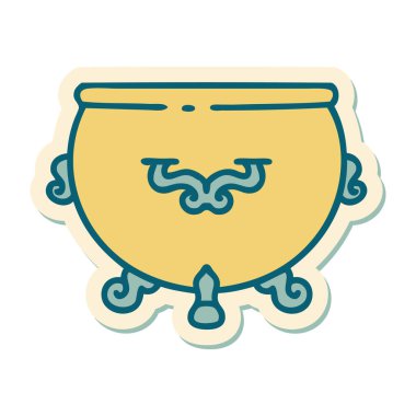 Dövme çıkartması geleneksel stil bir kazan.