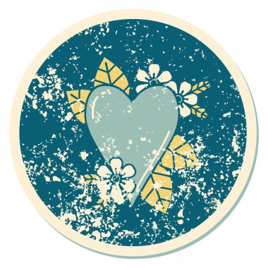 Botanik bir kalbin sembolik depresif dövme görüntüsü