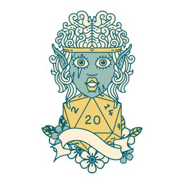 Retro Dövme Tarzı Cin Barbar karakter yüz doğal yirmi zar ile