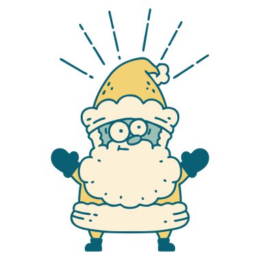 Geleneksel dövme stili Noel Baba karakterinin çizimi