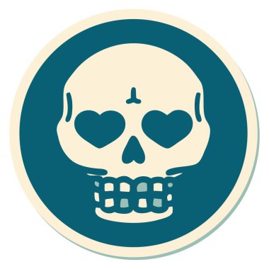 Geleneksel bir kafatası stili dövme çıkartması