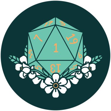 Doğal zarın ikonu çiçek elementleriyle yuvarlanır.