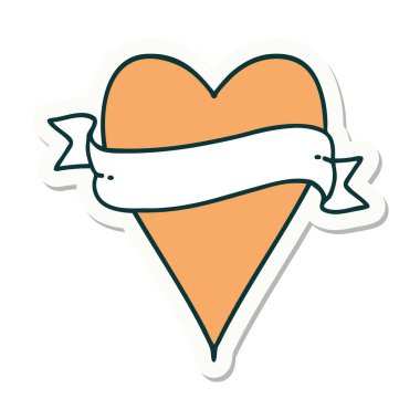 Geleneksel kalp ve bayrak stiliyle dövme çıkartması