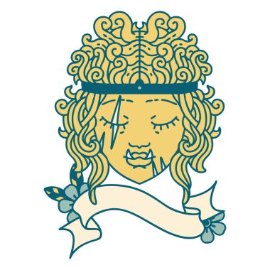 Retro Dövme Tarzı Ork barbar karakter yüzü