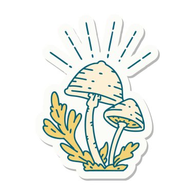 Dövme stili mantar çıkartması.