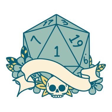 Retro Dövme Biçimi Doğal bir d20 zar atma