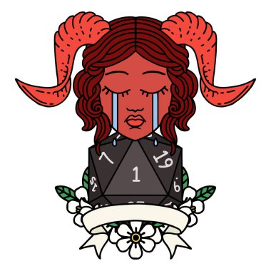 Retro Dövme Tarzı Ağlama Ağlama Doğal bir d20 ile fayans yüzleşme