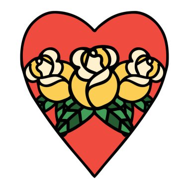 Geleneksel kalp ve çiçek şeklinde dövme.