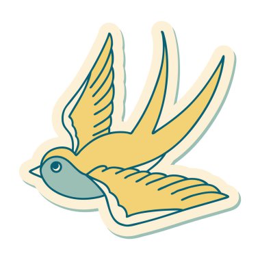 Dövme çıkartması geleneksel bir kırlangıç tarzında.