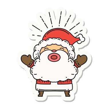 Dövme stili Noel Baba karakterinin çıkartması.