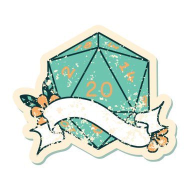 Retro Dövme Biçimi Doğal 20 D20 zar atma