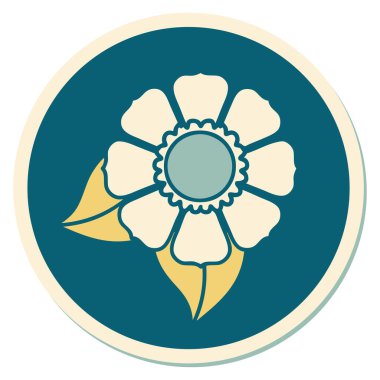 Geleneksel bir çiçek stiliyle dövme çıkartması