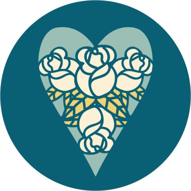 Bir kalp ve çiçeğin ikonik dövme görüntüsü