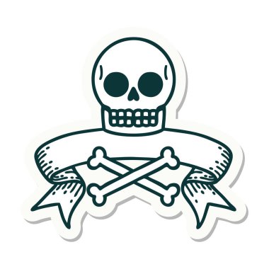 Kafatası sancağıyla dövme stili çıkartması