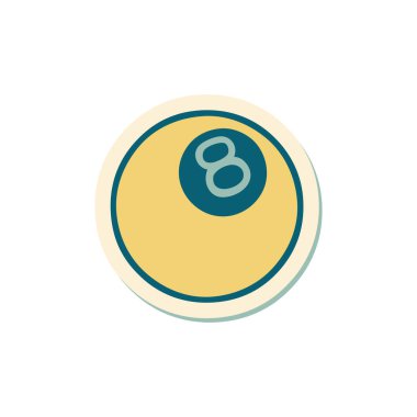 Sticker of tattoo in traditional style of 8 ball vector