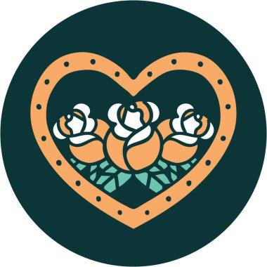 Bir kalp ve çiçeğin ikonik dövme görüntüsü