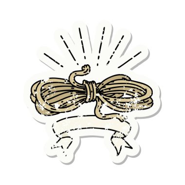 Dövme stili eski bir çıkartma. Yara ipi.