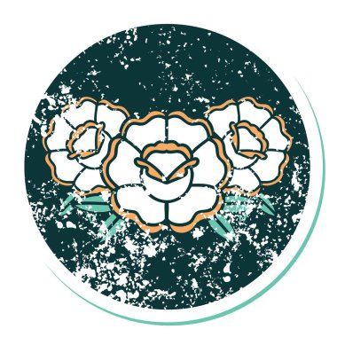 Bir buket çiçeğin sembolik dövmeli resmi.